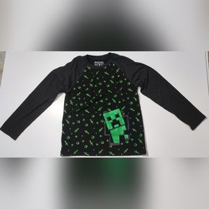 Black and Gray Minecraft Long Sleeve T-shirt Minecraft Gamer Tee MD (10-12)